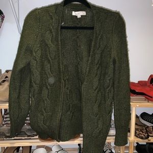 Loft petite/medium zip up army green cardigan